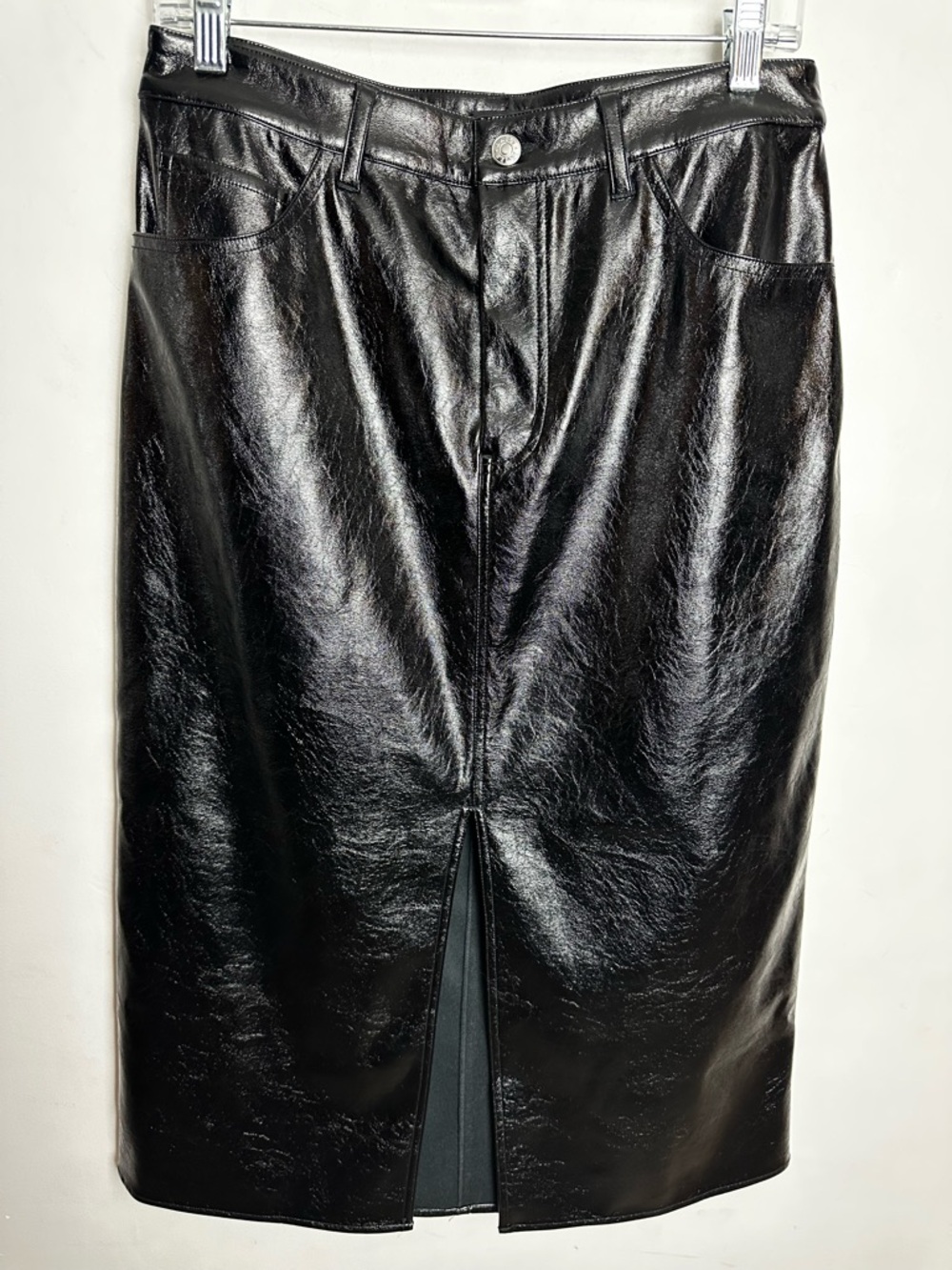 Rails Norma Black Patent Faux Leather Midi Skirt Women's Size 6 NEW WITHOUT TAGS